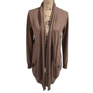Wilfred‎ Brown Open Front Waterfall Silk Cashmere Cardigan Sweater Size Large